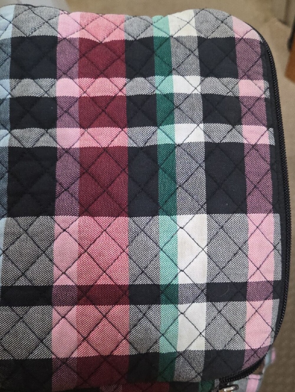 Vera Bradley Quilted Plaid Crossbody in Red, Black & Green - Picture 10 of 12
